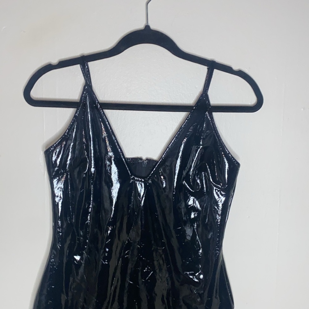 🪼Adorable faux leather black tight zip up dress! - Picture 2 of 9